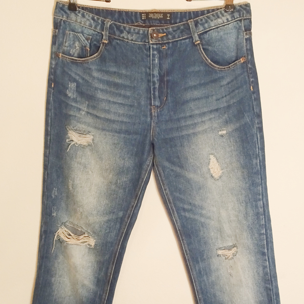Zara Womens Distressed Jeans Sz 6 Euro 38